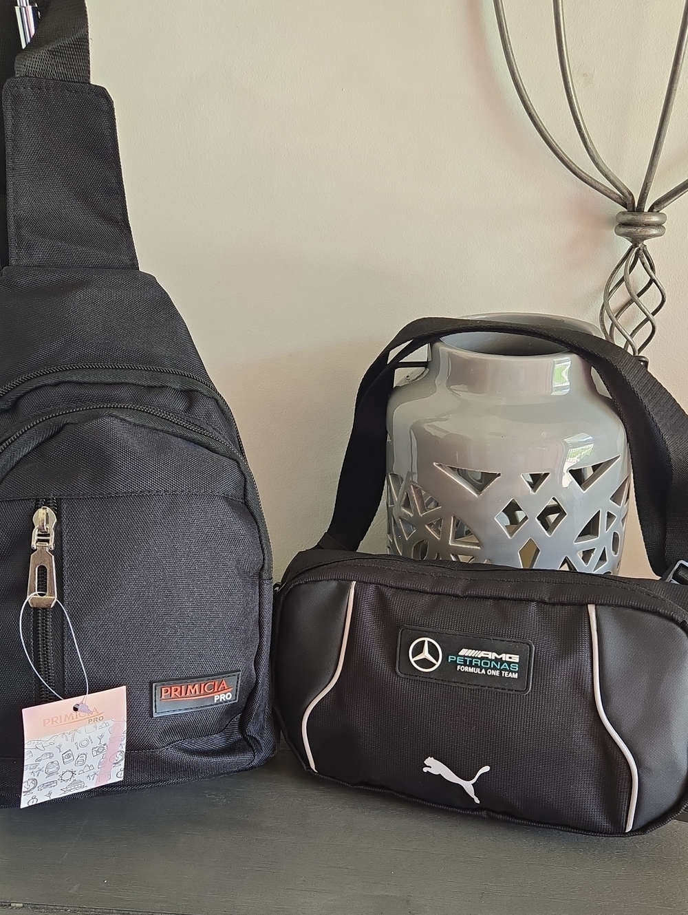 Puma Black Belt Bag with Mercedes AMG Petronas Patch and Primicia Sling Bag